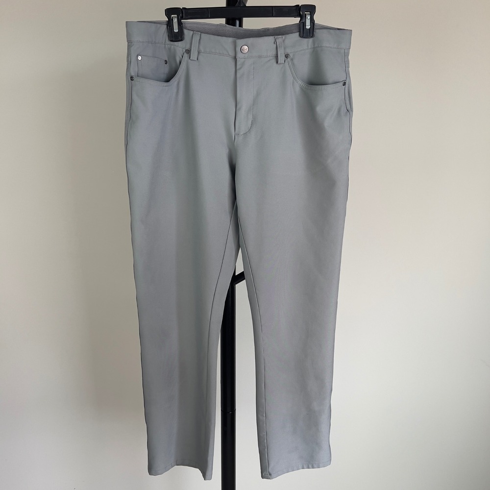 Greg Norman Shark Mens Gray Performance Golf Pants 36x29 Performance Stretch